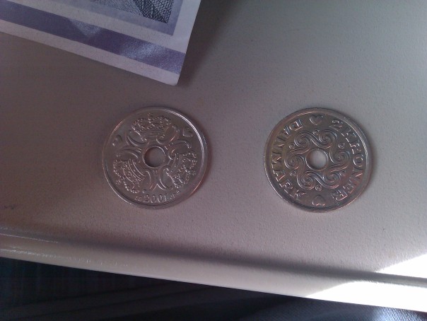 Una foto delle monete da 2 corone danesi